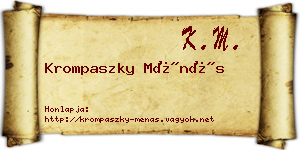 Krompaszky Ménás névjegykártya